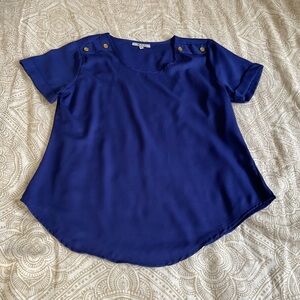 MPH Collection Women’s Top Shirt Size PS Blue Short Sleeve, Pre-owned.